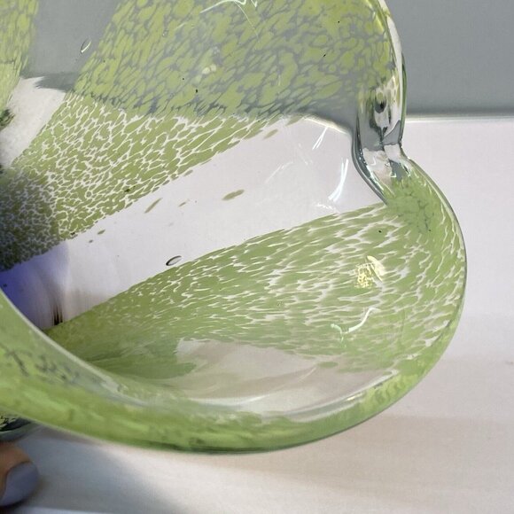 Handcrafted Art Glass Vase Green & Blue With Flared Rim Teleflora Murano Style - Picture 9 of 10